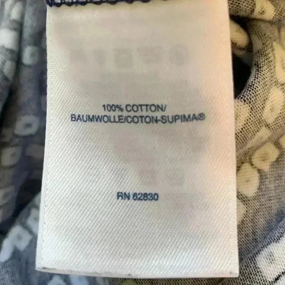 Lands’ End 100% lightweight cotton top, relaxed fit, navy w white pattern - Picture 4 of 5